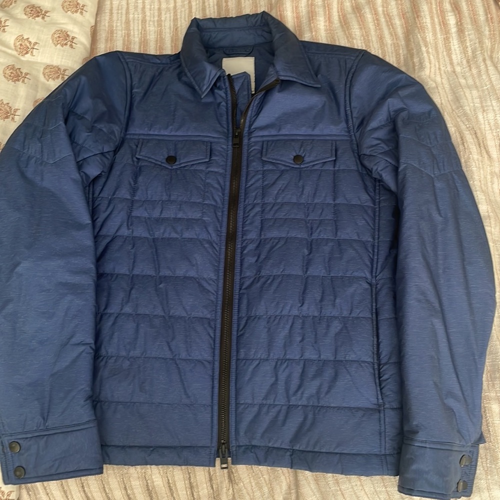 J Lindeberg Travon blue quilted shirt jacket